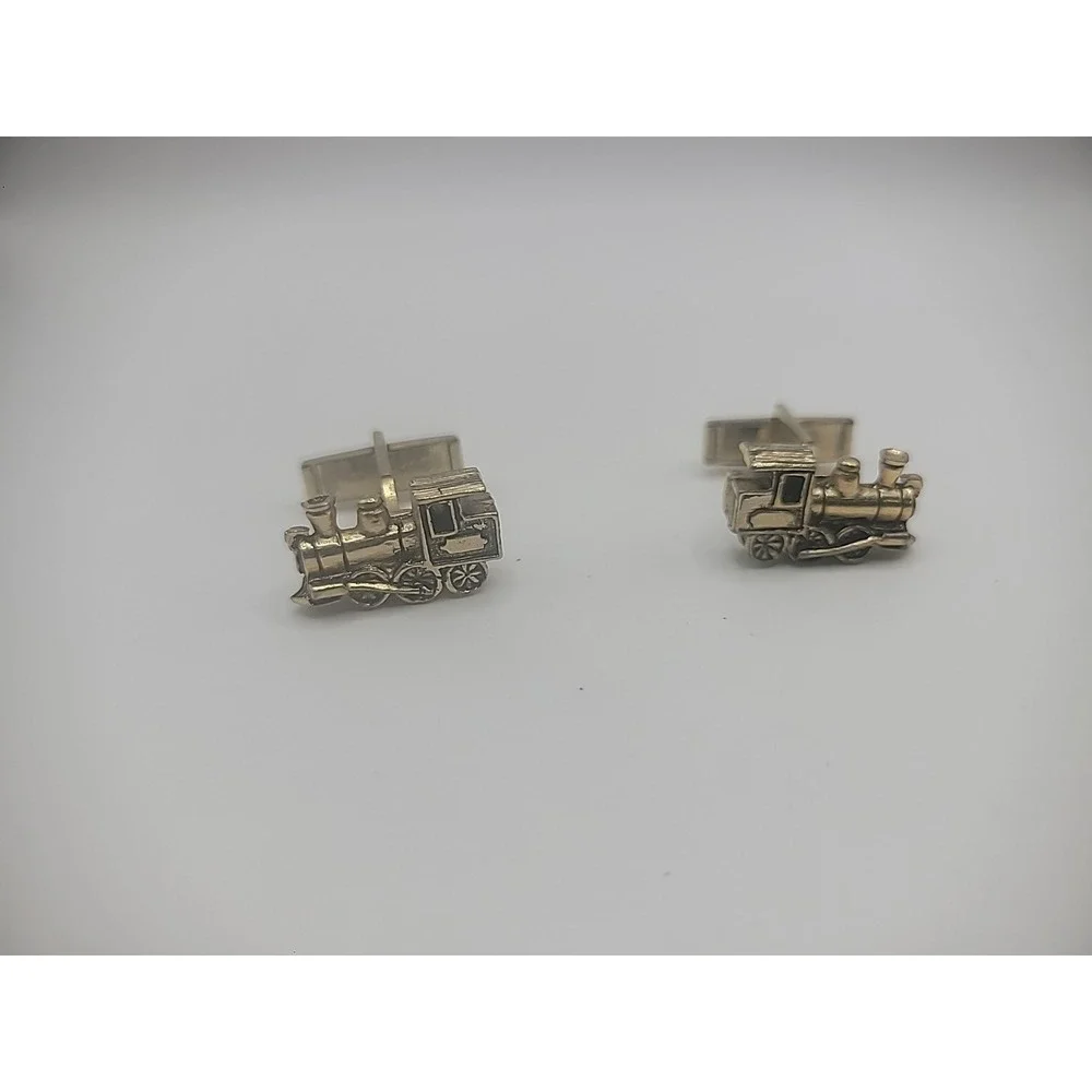 Vintage‎ Sarah Coventry Mens Train Cuff Links Gold Tone Jewelry Costume
